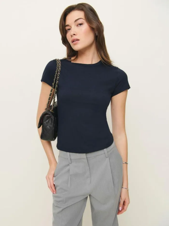 Clothing The Reformation Max Slim Tee Midnight