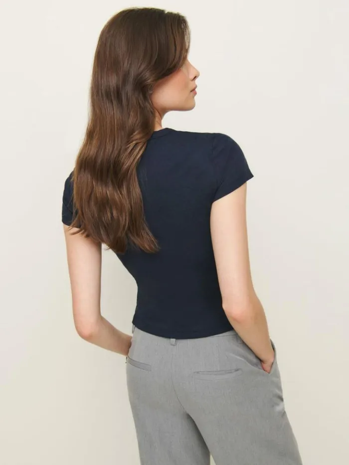 Clothing The Reformation Max Slim Tee Midnight