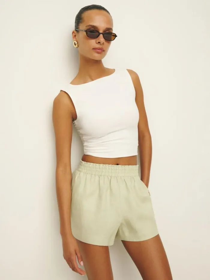 Clothing The Reformation Mila Linen Short Dried Herbs