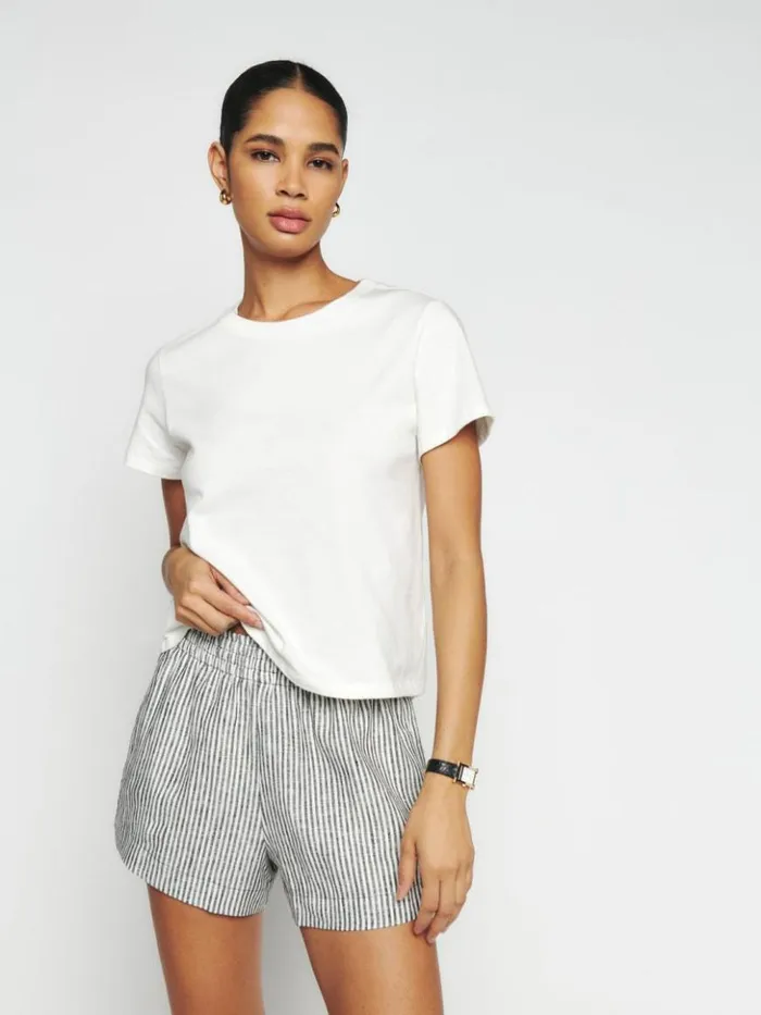 Clothing The Reformation Mila Linen Short Vineyard