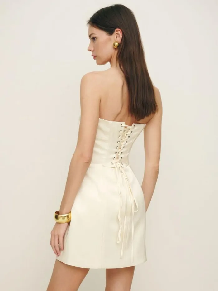 Clothing The Reformation Pacie Satin Dress Fior Di Latte