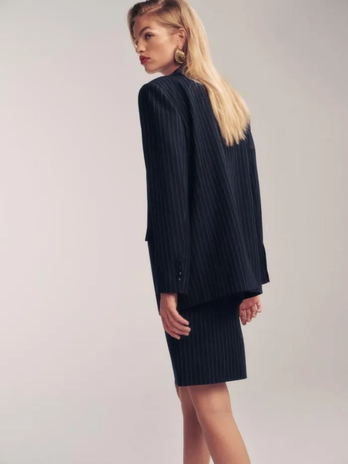 Clothing The Reformation Parker Oversized Blazer Midnight Stripe