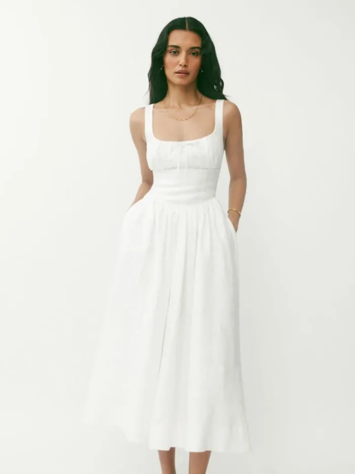 Clothing The Reformation Petites Balia Linen Dress White