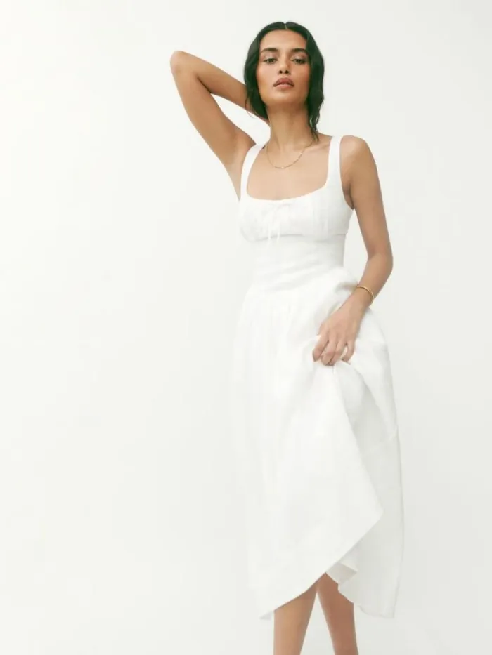 Clothing The Reformation Petites Balia Linen Dress White