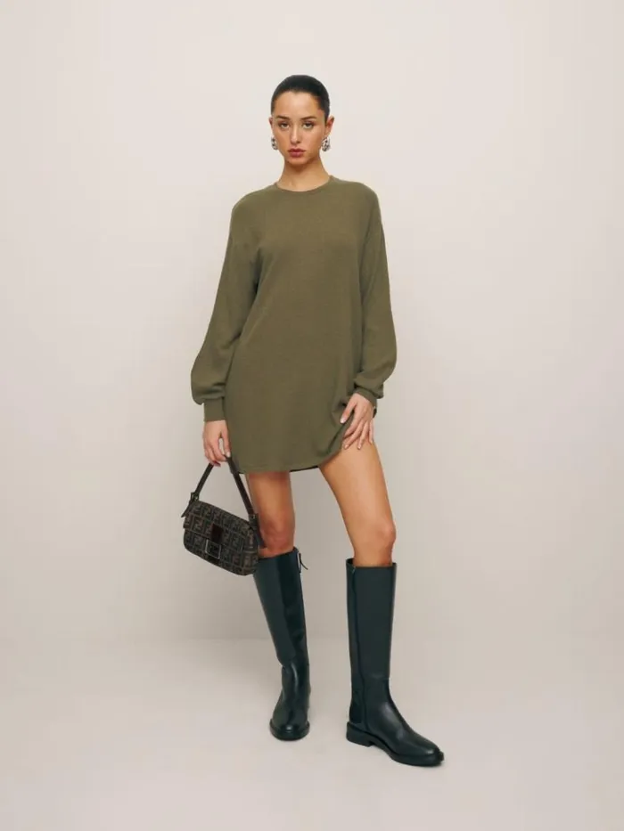 Clothing The Reformation Radlee Knit Dress Dark Olive