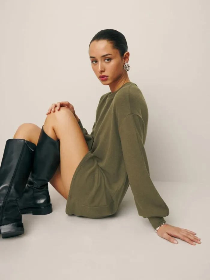 Clothing The Reformation Radlee Knit Dress Dark Olive