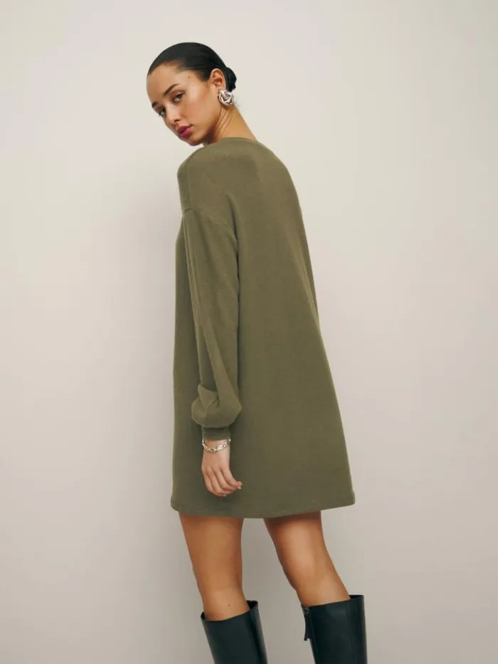 Clothing The Reformation Radlee Knit Dress Dark Olive
