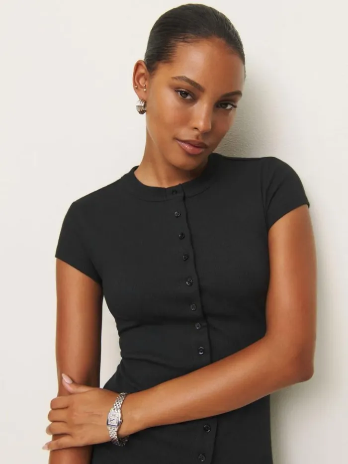 Clothing The Reformation Raelynn Knit Dress Black