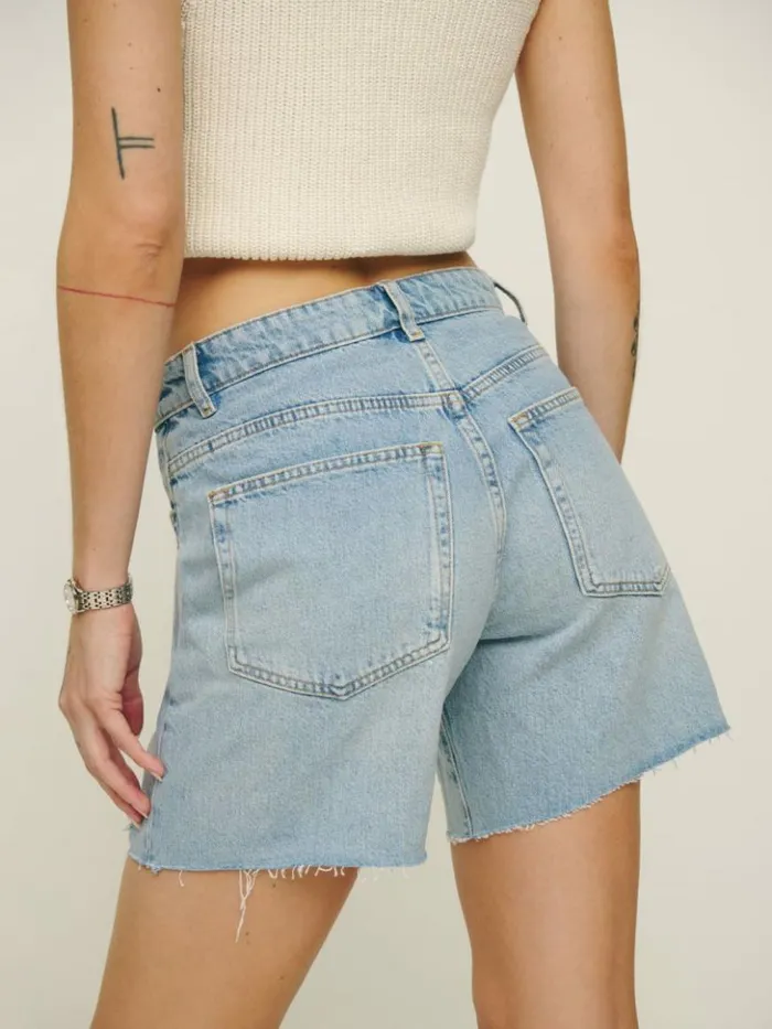 Clothing The Reformation Raye Mid Rise Relaxed 6034 Jean Shorts Tenaya