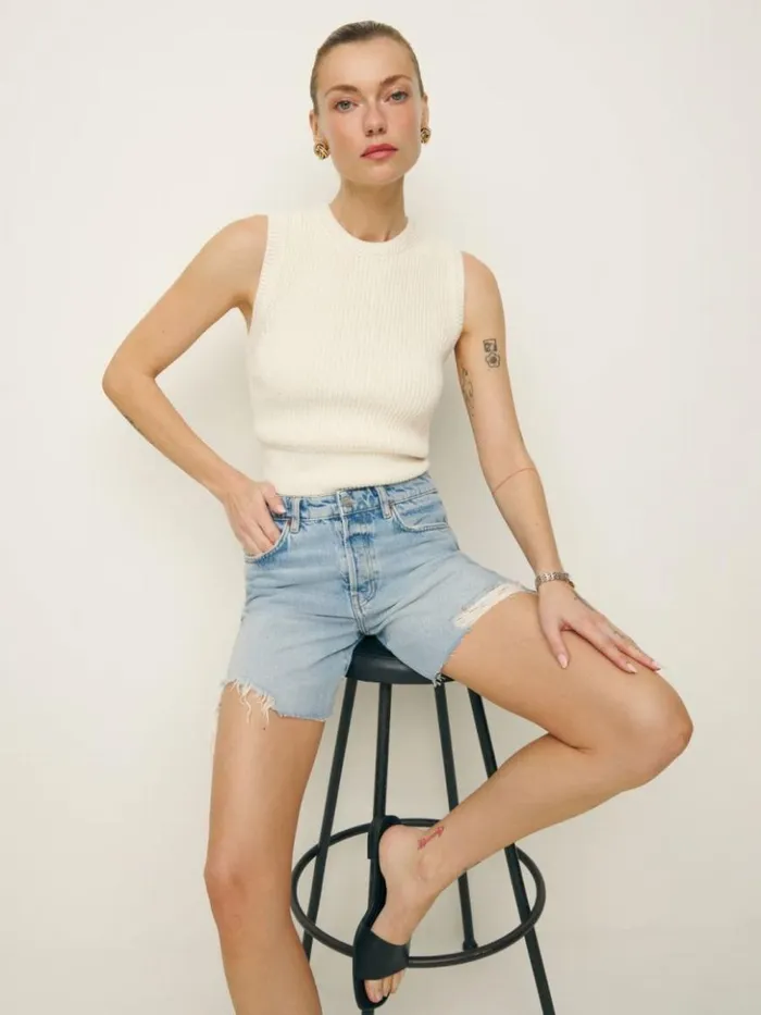 Clothing The Reformation Raye Mid Rise Relaxed 6034 Jean Shorts Tenaya