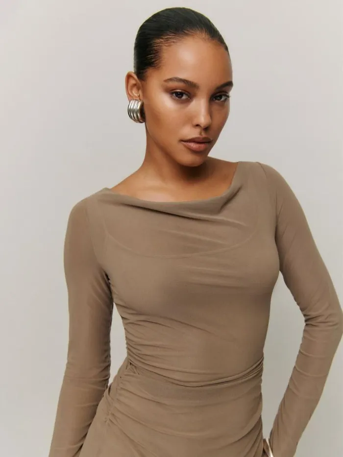 Clothing The Reformation Reese Knit Dress Sand