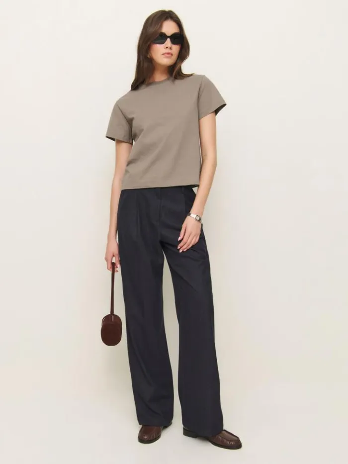 Clothing The Reformation Rowan Crew Tee Taupe