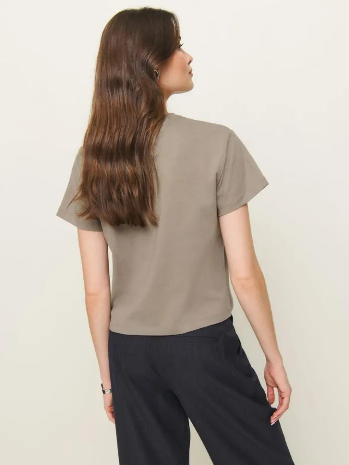 Clothing The Reformation Rowan Crew Tee Taupe