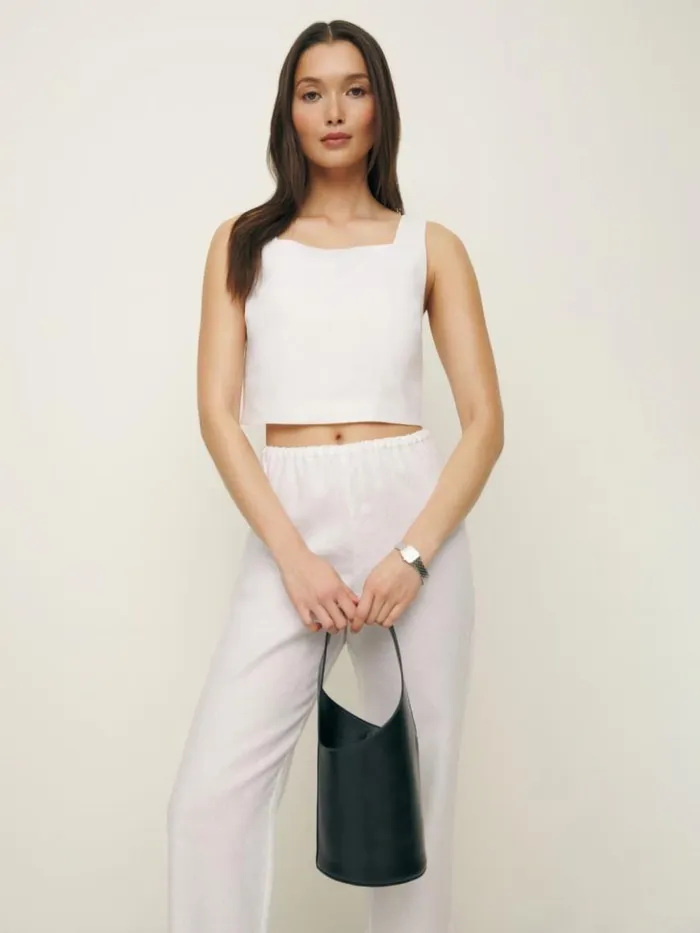 Clothing The Reformation Saige Linen Top White