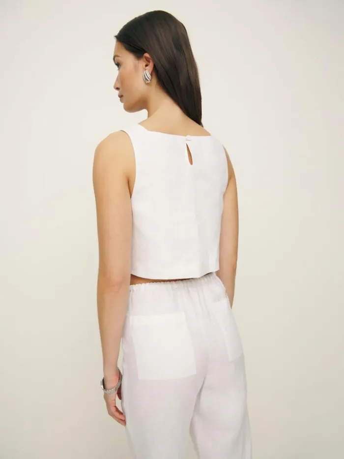 Clothing The Reformation Saige Linen Top White