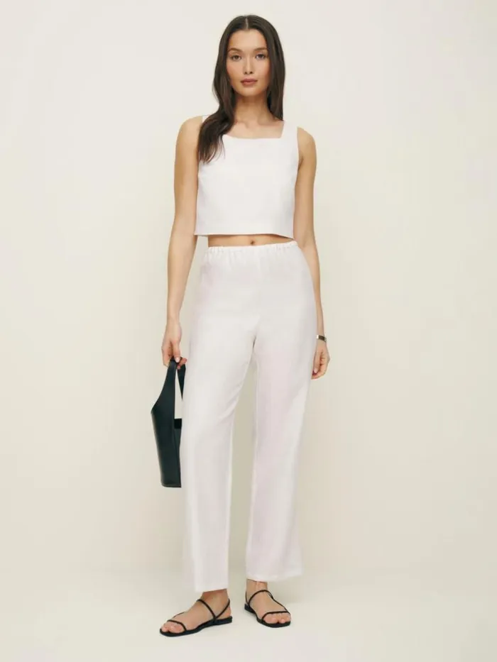 Clothing The Reformation Saige Linen Top White