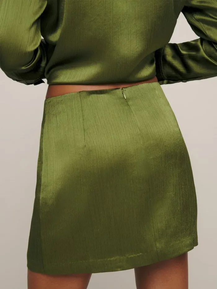 Clothing The Reformation Sky Relaxed Satin Top Pear Crinkle