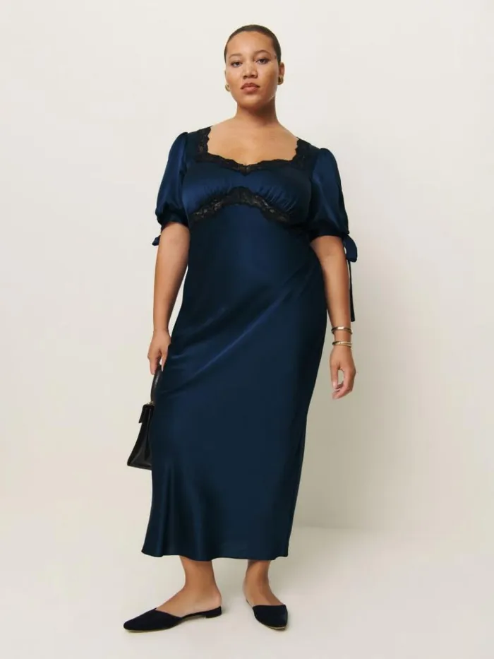 Clothing The Reformation Stella Silk Dress Es Navy