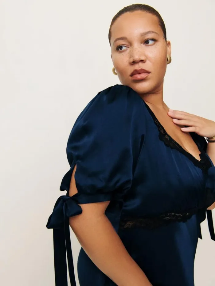 Clothing The Reformation Stella Silk Dress Es Navy