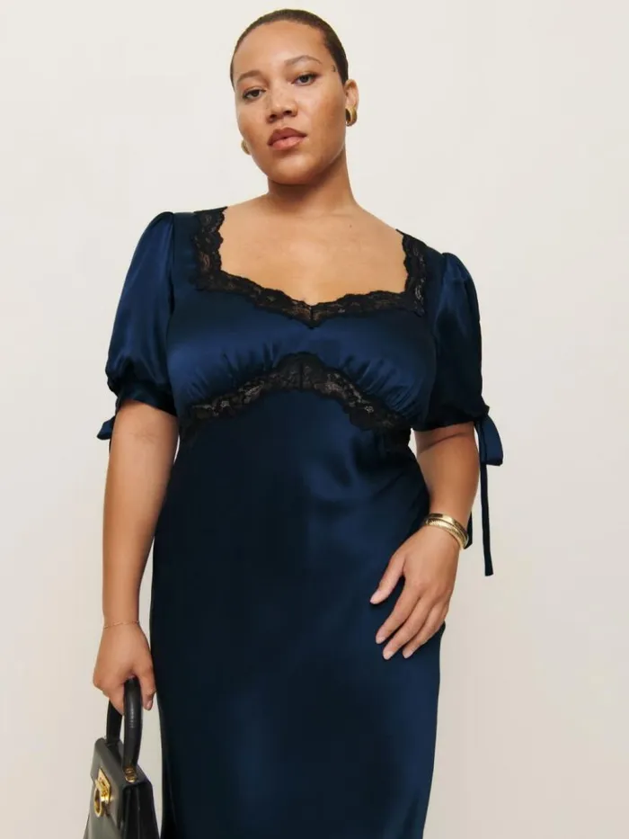 Clothing The Reformation Stella Silk Dress Es Navy
