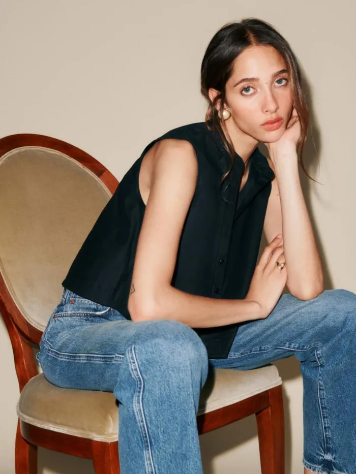 Clothing The Reformation Stone Top Black