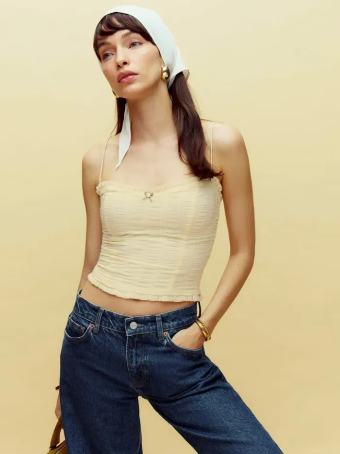 Clothing The Reformation Trixi Top Cream