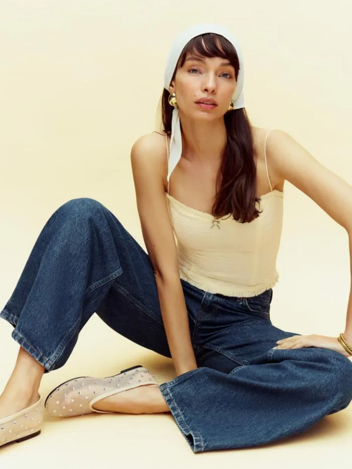 Clothing The Reformation Trixi Top Cream