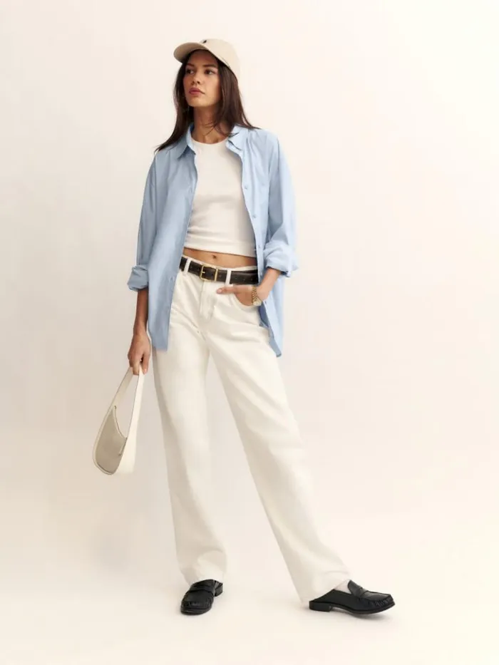 Clothing The Reformation Val 90s Mid Rise Straight Jeans Fior Di Latte