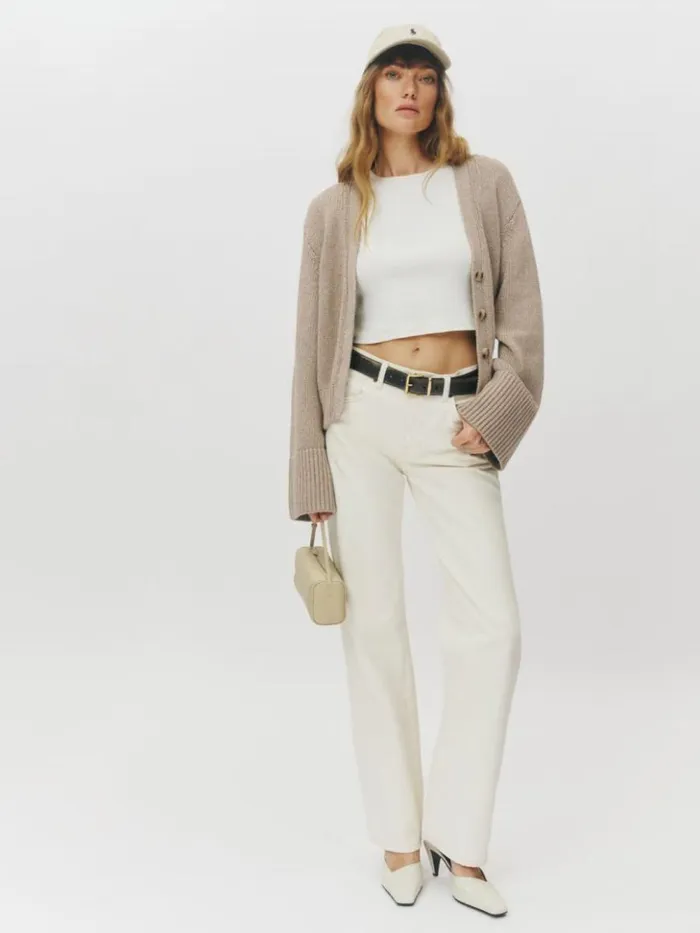 Clothing The Reformation Val 90s Mid Rise Straight Jeans Fior Di Latte