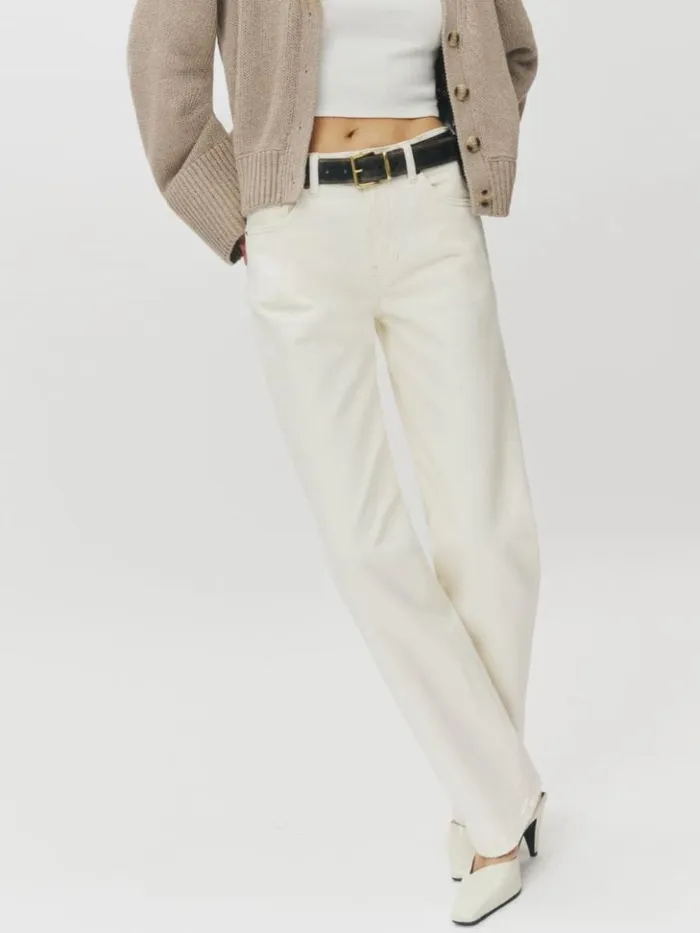 Clothing The Reformation Val 90s Mid Rise Straight Jeans Fior Di Latte