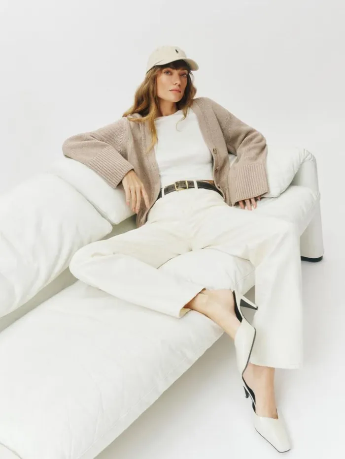 Clothing The Reformation Val 90s Mid Rise Straight Jeans Fior Di Latte