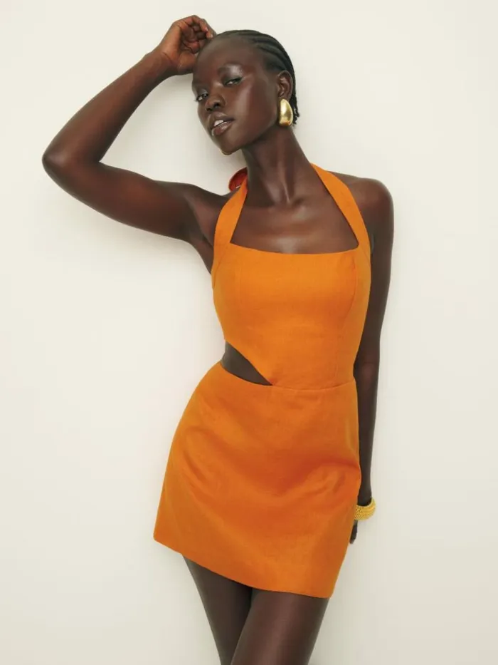Clothing The Reformation Valli Linen Dress Nectarine