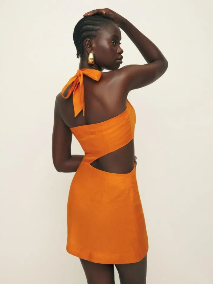 Clothing The Reformation Valli Linen Dress Nectarine