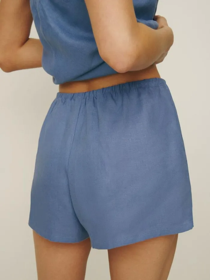 Clothing The Reformation Zoey Linen Short Cornflower