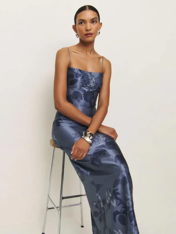 ClothingWeddings The Reformation Frankie Silk Dress Trieste Border