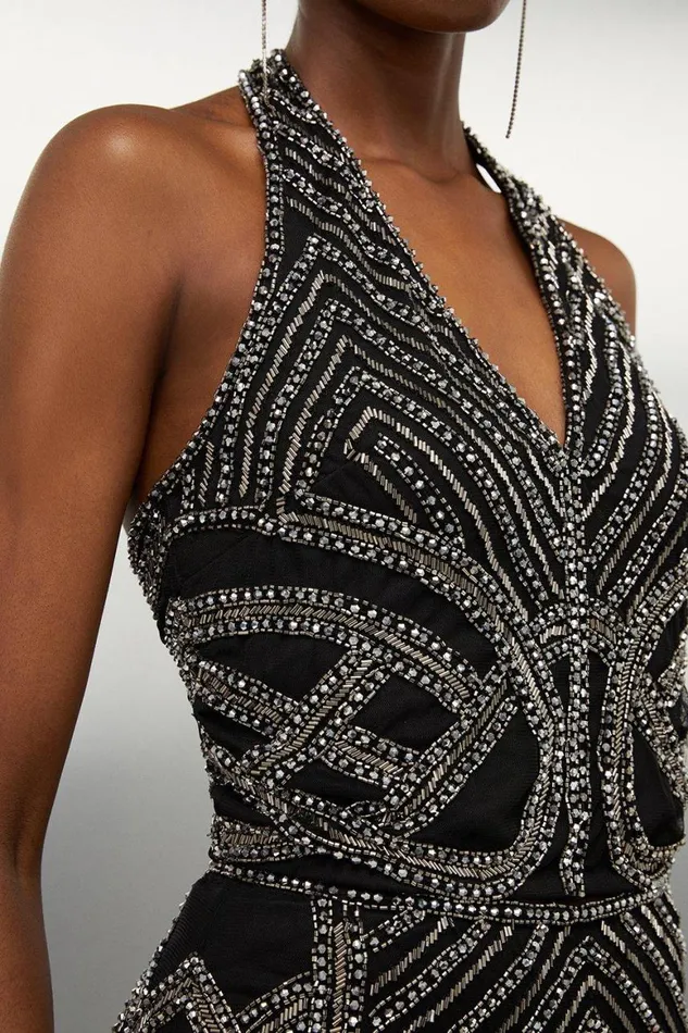 CoOrds Women Karen Millen Embellished Beaded Woven Set Gun Metal