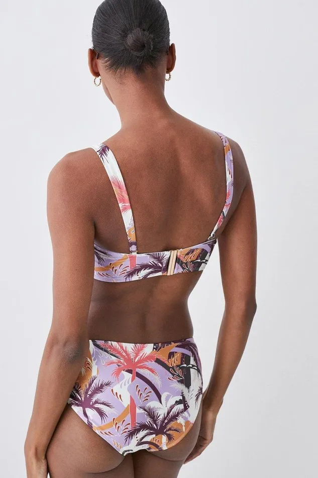 CoOrds Women Karen Millen Palm Print Gold Trim Bikini Set Multi