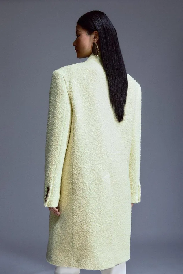 Coats and Jackets Women Karen Millen 1801 Boucle Modern Overcoat Soft Lime