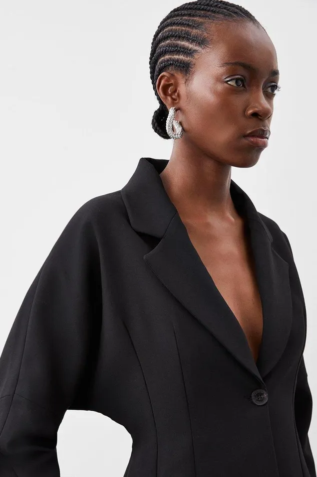Coats and Jackets Women Karen Millen Compact Stretch Hourglass Tailored Jacket Black