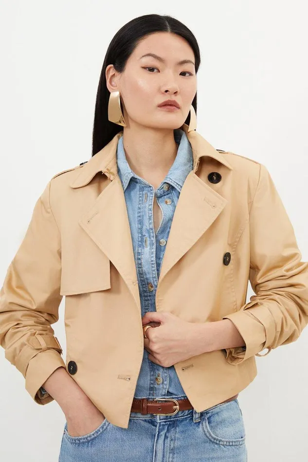 Coats and Jackets Women Karen Millen Crop Classic Belted Tailored Trench Coat Camel Coats and Jackets Women Karen Millen Crop Classic Belted Tailored Trench Coat Camel