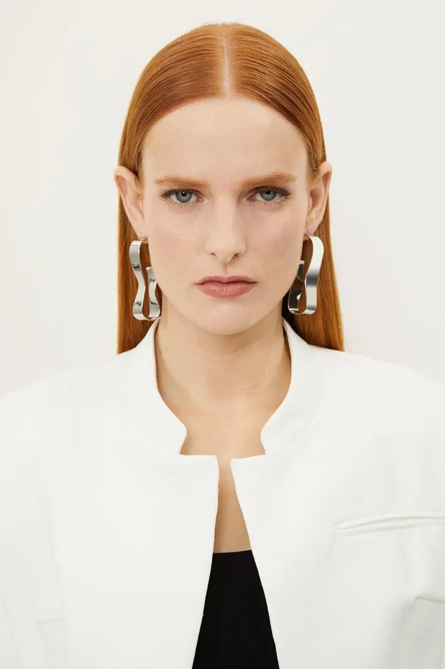 Coats and Jackets Women Karen Millen Cropped Tailored High Neck Jacket White