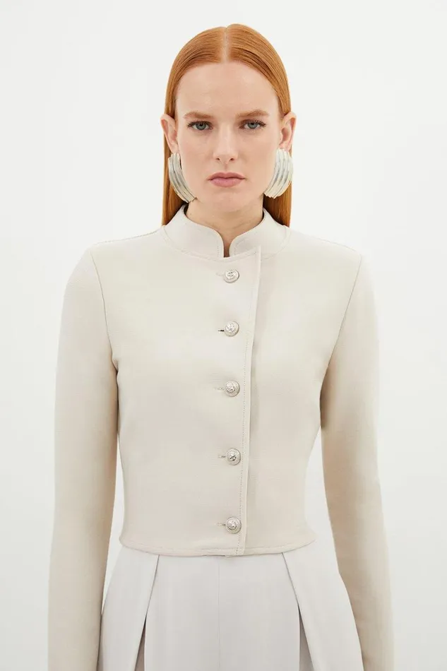 Coats and Jackets Women Karen Millen Figure Form Bandage Cropped Button Up Knit Jacket Stone Coats and Jackets Women Karen Millen Figure Form Bandage Cropped Button Up Knit Jacket Stone