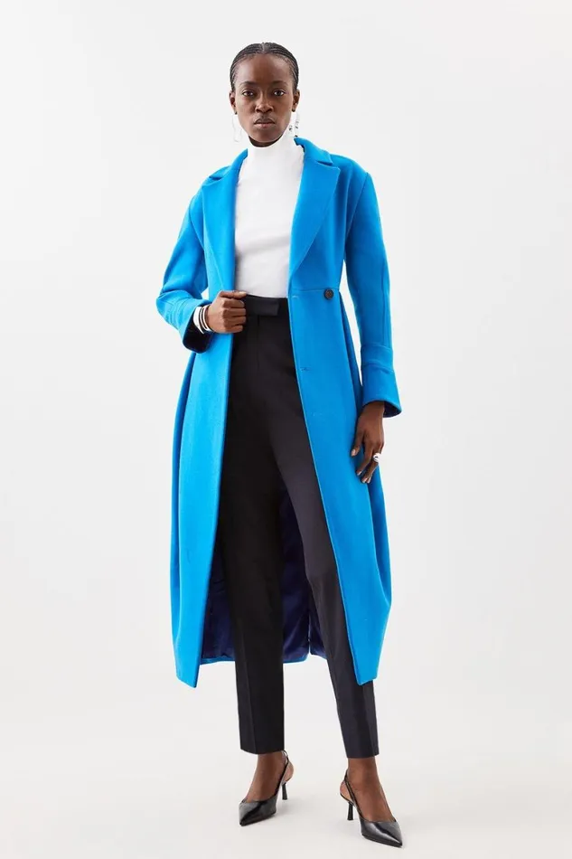Coats and Jackets Women Karen Millen Italian Manteco Wool Blend Fitted Button Detail Midi Coat Aqua Coats and Jackets Women Karen Millen Italian Manteco Wool Blend Fitted Button Detail Midi Coat Aqua