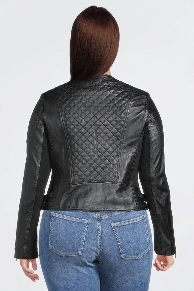 Coats and Jackets Women Karen Millen Plus Size Leather Quilted Jacket Black