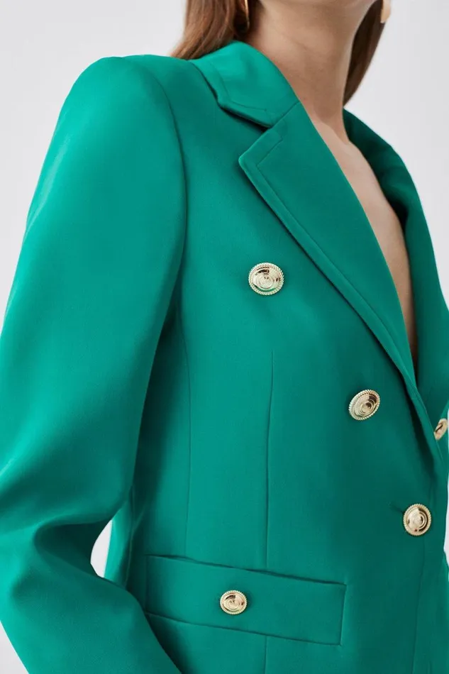Coats and Jackets Women Karen Millen Soft Tailored Military Button Crop Jacket Green