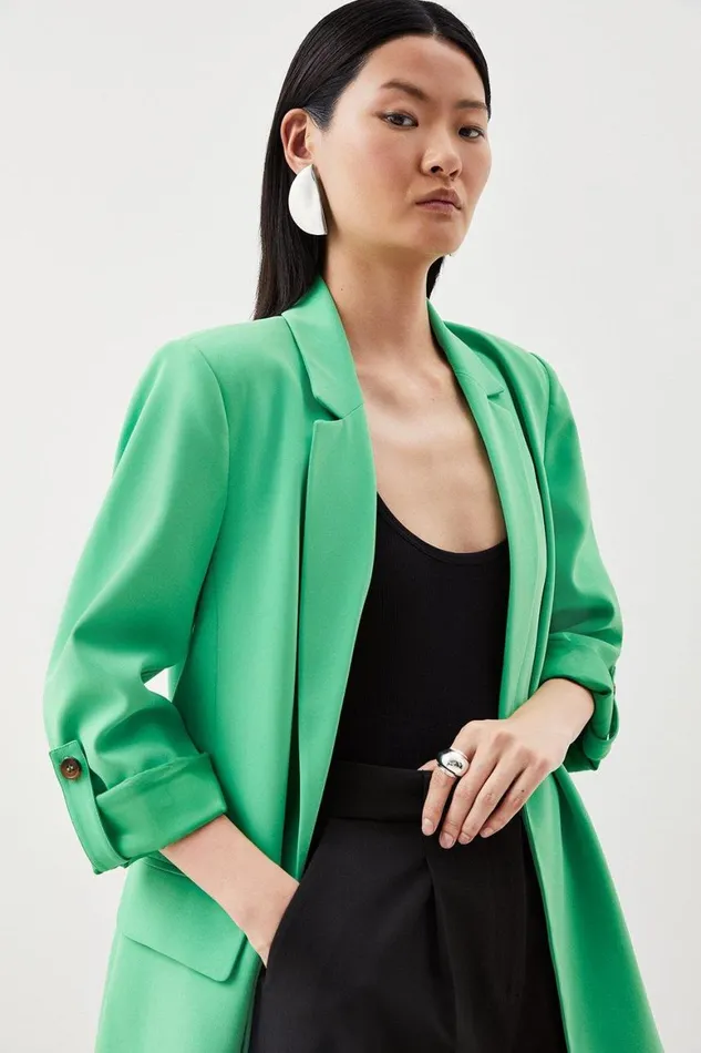 Coats and Jackets Women Karen Millen Soft Tailored Relaxed Blazer Green