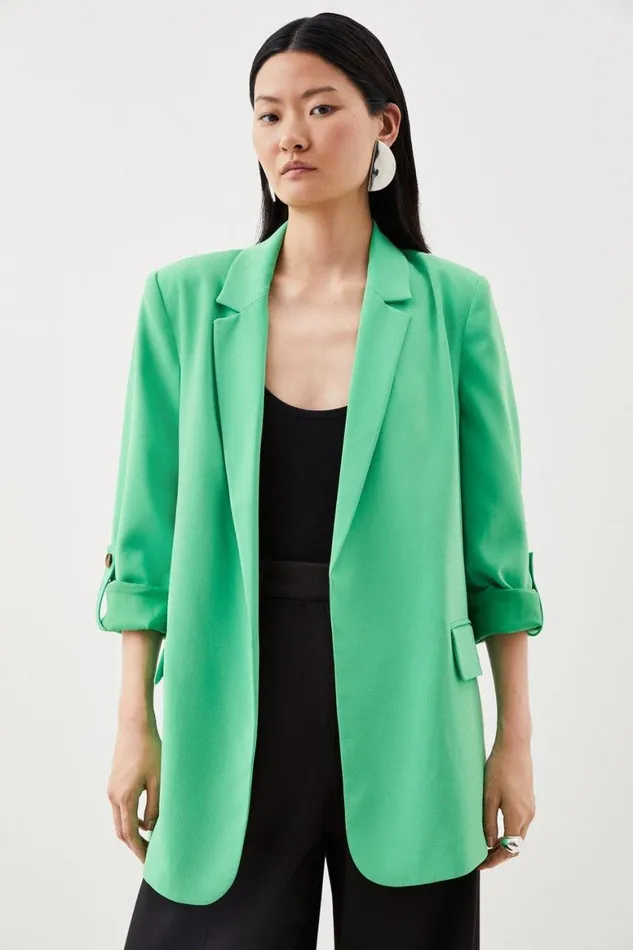 Coats and Jackets Women Karen Millen Soft Tailored Relaxed Blazer Green