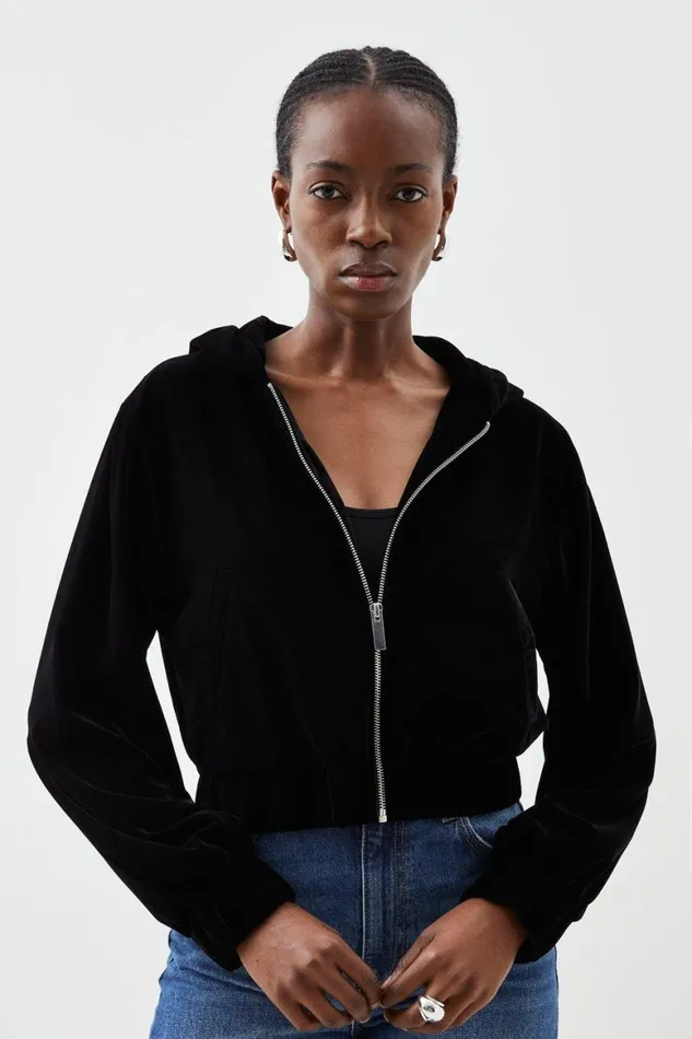Coats and Jackets Women Karen Millen Tailoring Premium Velvet Bomber Jacket Black Coats and Jackets Women Karen Millen Tailoring Premium Velvet Bomber Jacket Black