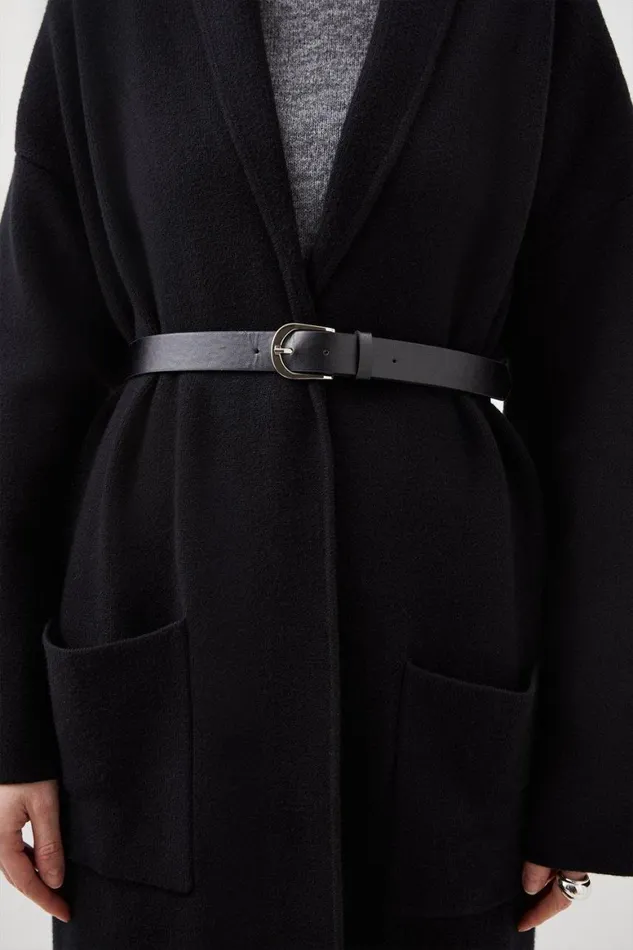 Coats and Jackets Women Karen Millen Viscose Blend Belted Knit Coatigan Black