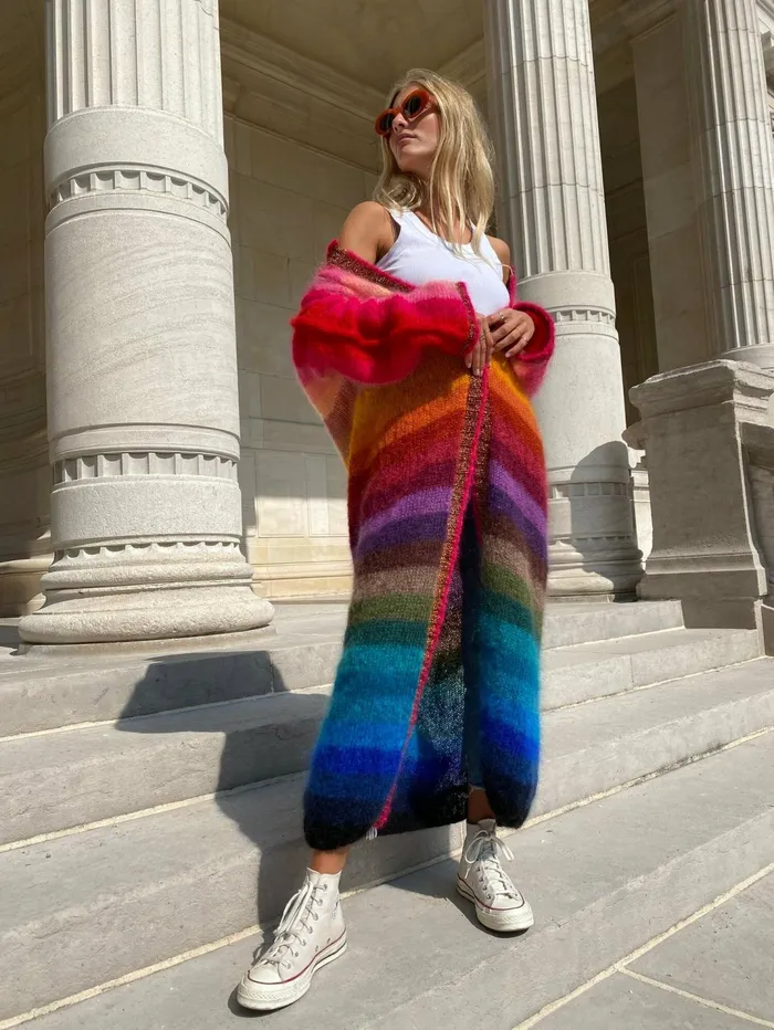 Coats Women Rose Carmine COAT STRIPES MULTICOLOR